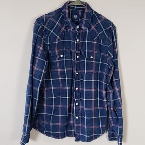 GAP Denim Slim Fit Long Sleeve Button Down Shirt Size Medium